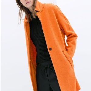 Zara Orange Blazer Coat SZ Medium